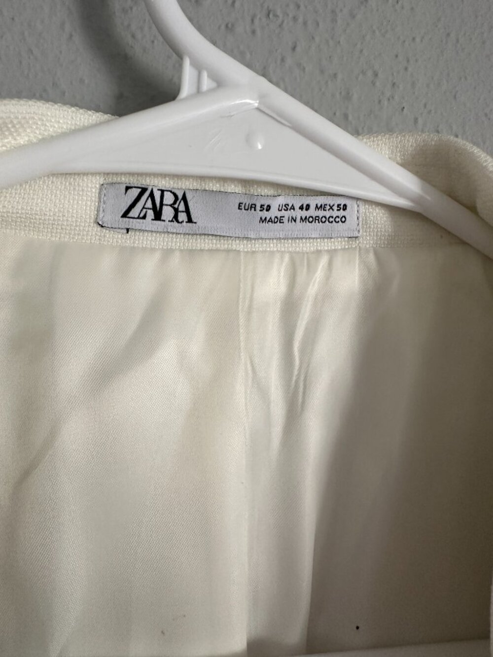 Zara Ivory Tuxedo Blazer Women’s L Cream Minimalist Tailored Jacket Old Money - Picture 12 of 12
